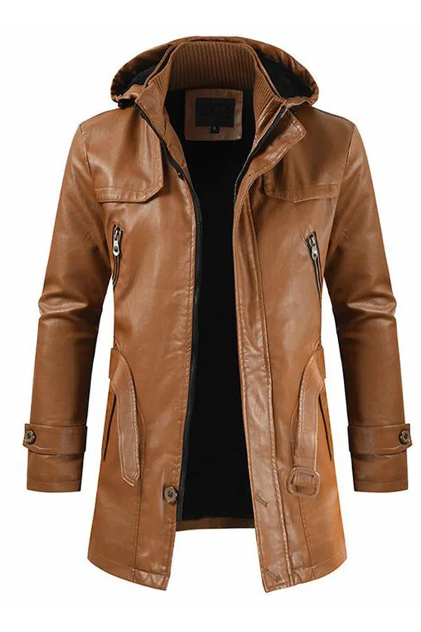 HOODED LEATHER JACKET