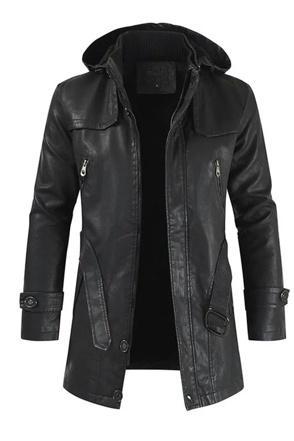 HOODED LEATHER JACKET