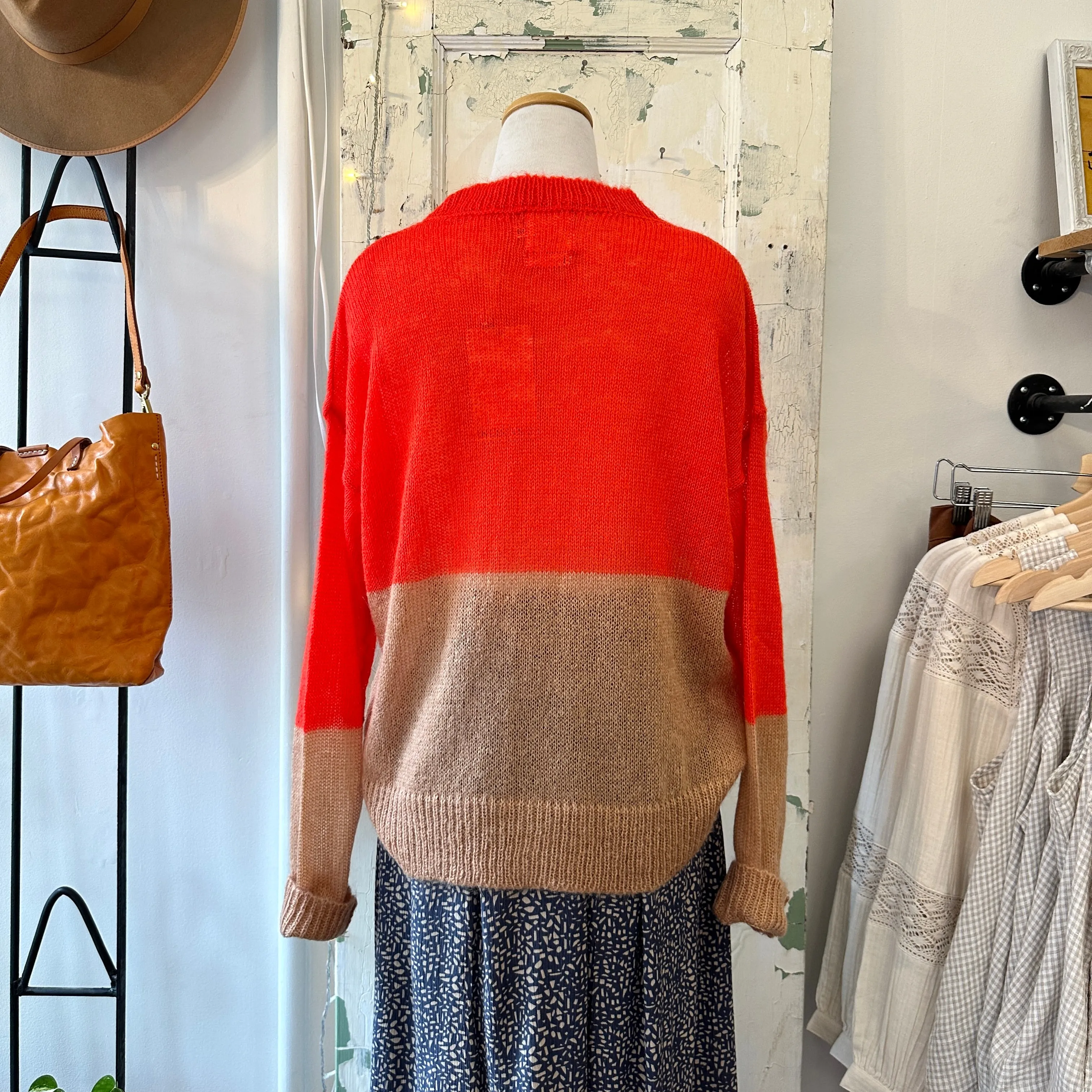Indi & Cold // Coral Block Knit Sweater