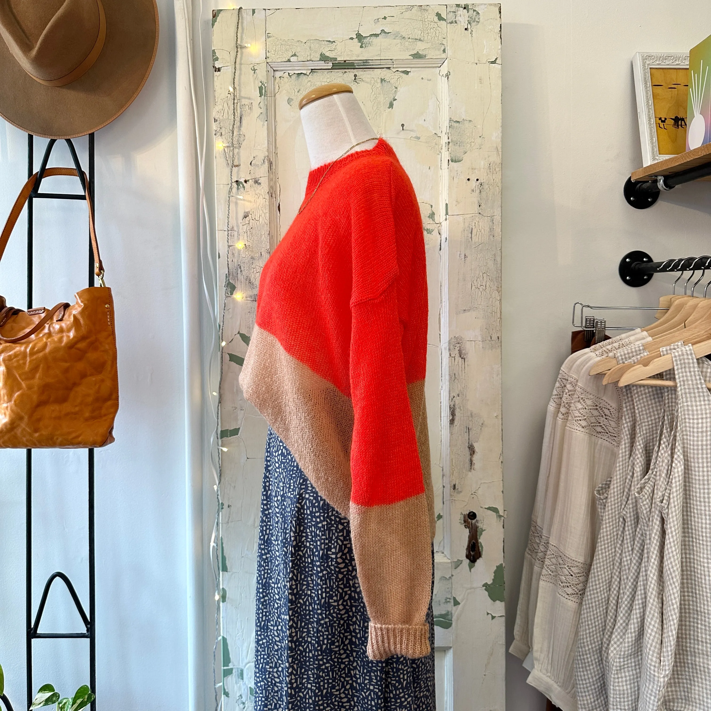 Indi & Cold // Coral Block Knit Sweater