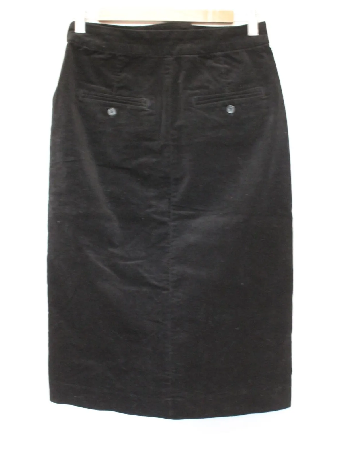 JOHN LEWIS Ladies Black Zip Stretch Cotton Straight Corduroy Skirt UK10 NEW
