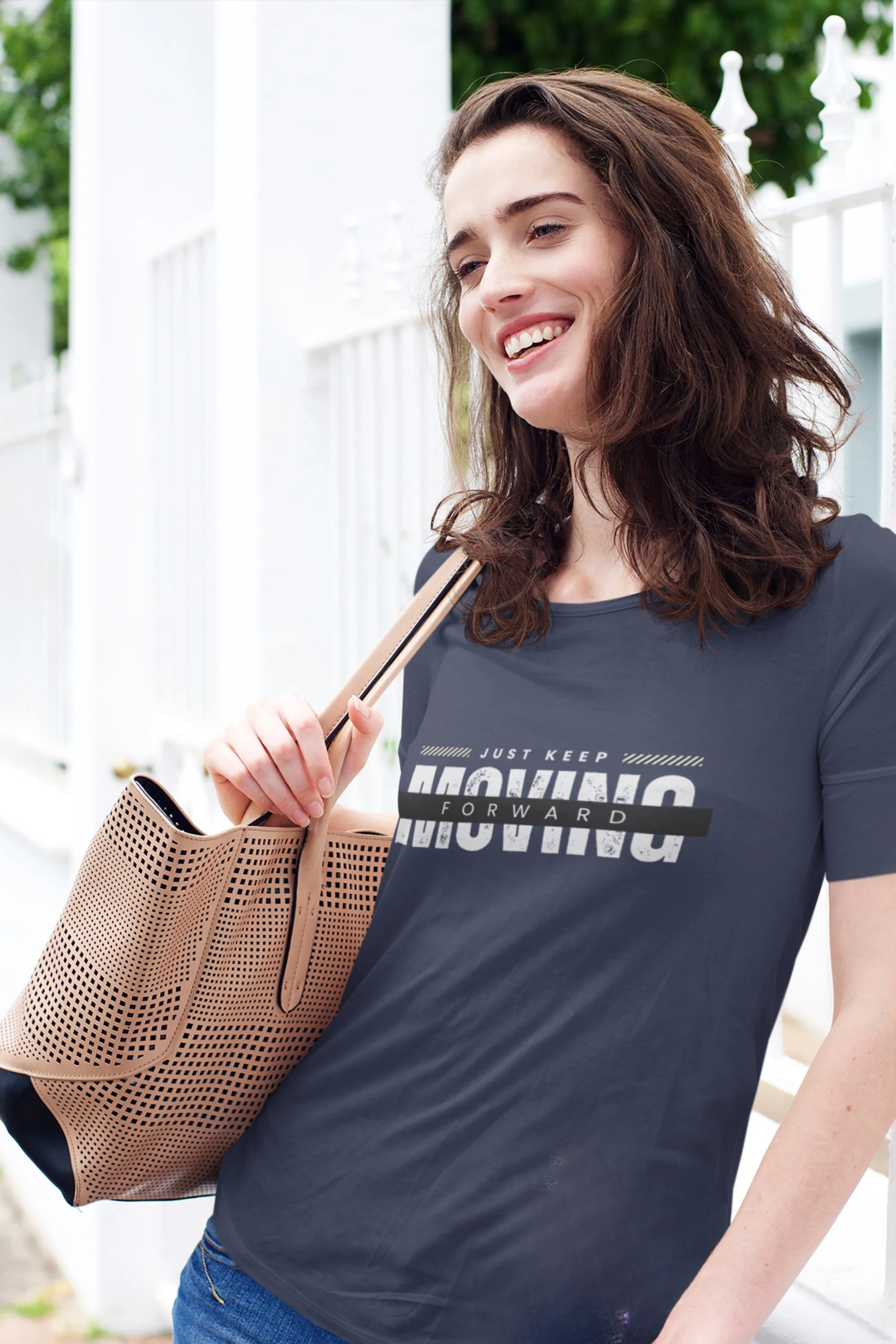 Keep Moving Forward Printed Scoop Neck T-shirt for women