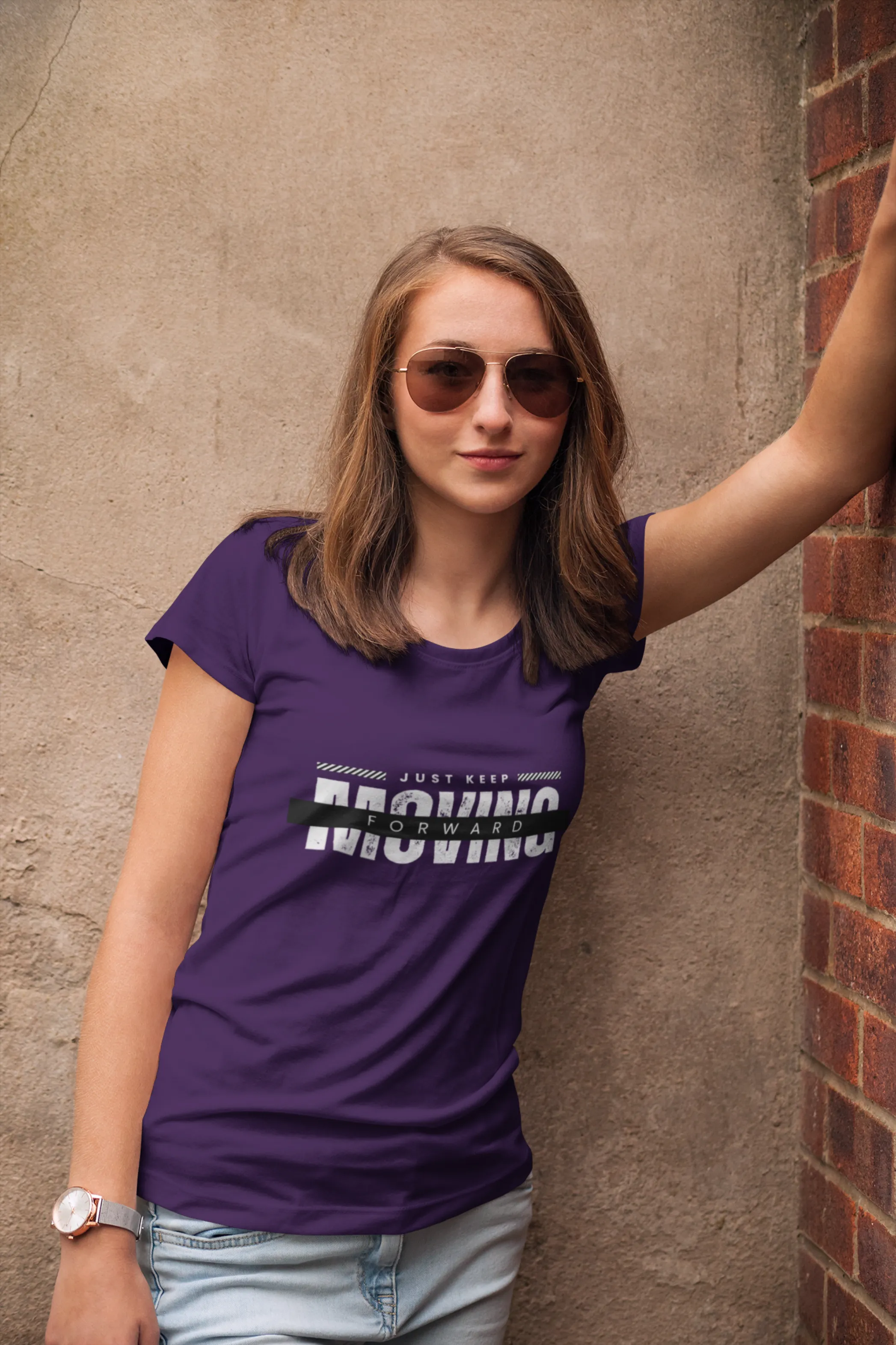 Keep Moving Forward Printed Scoop Neck T-shirt for women