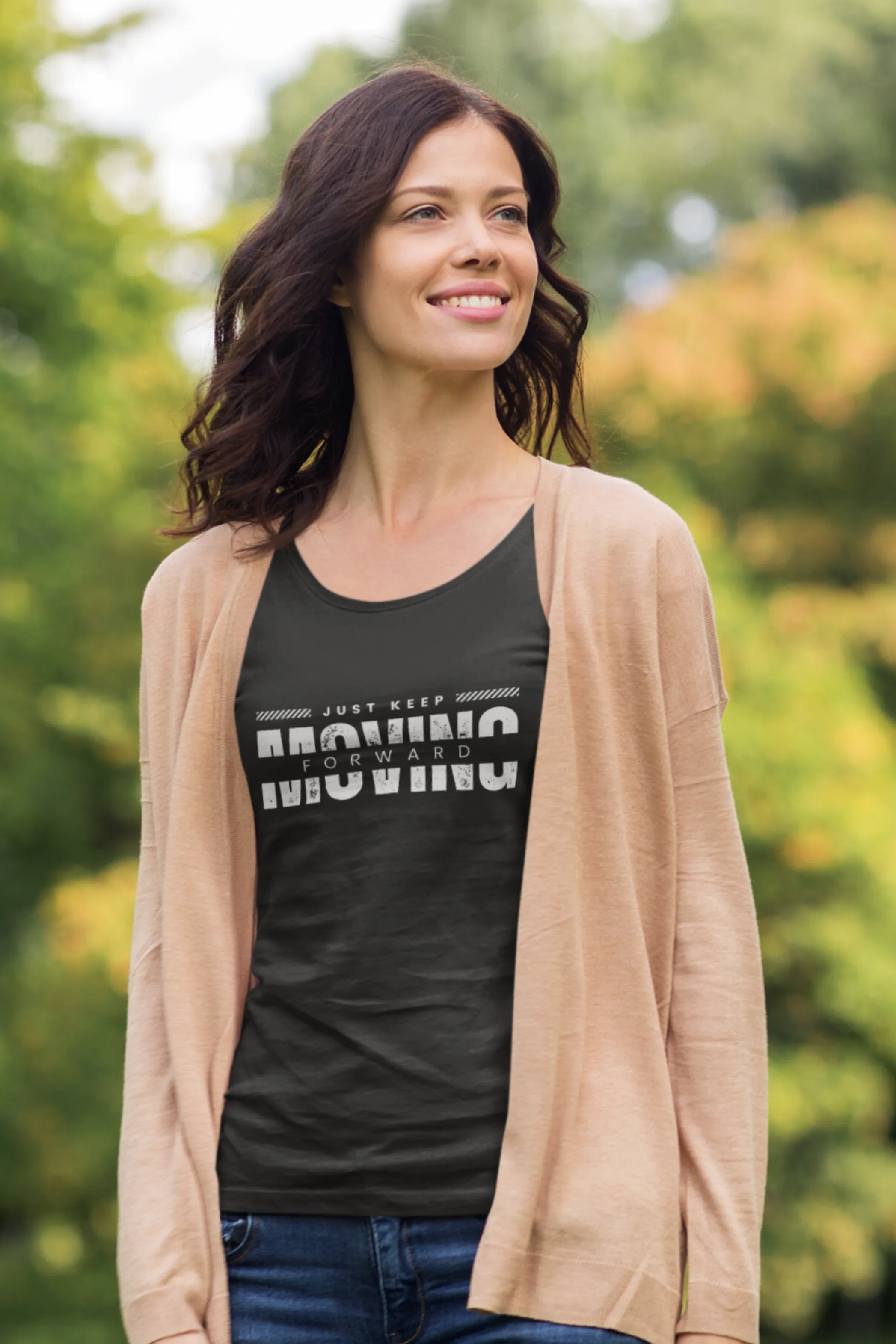 Keep Moving Forward Printed Scoop Neck T-shirt for women