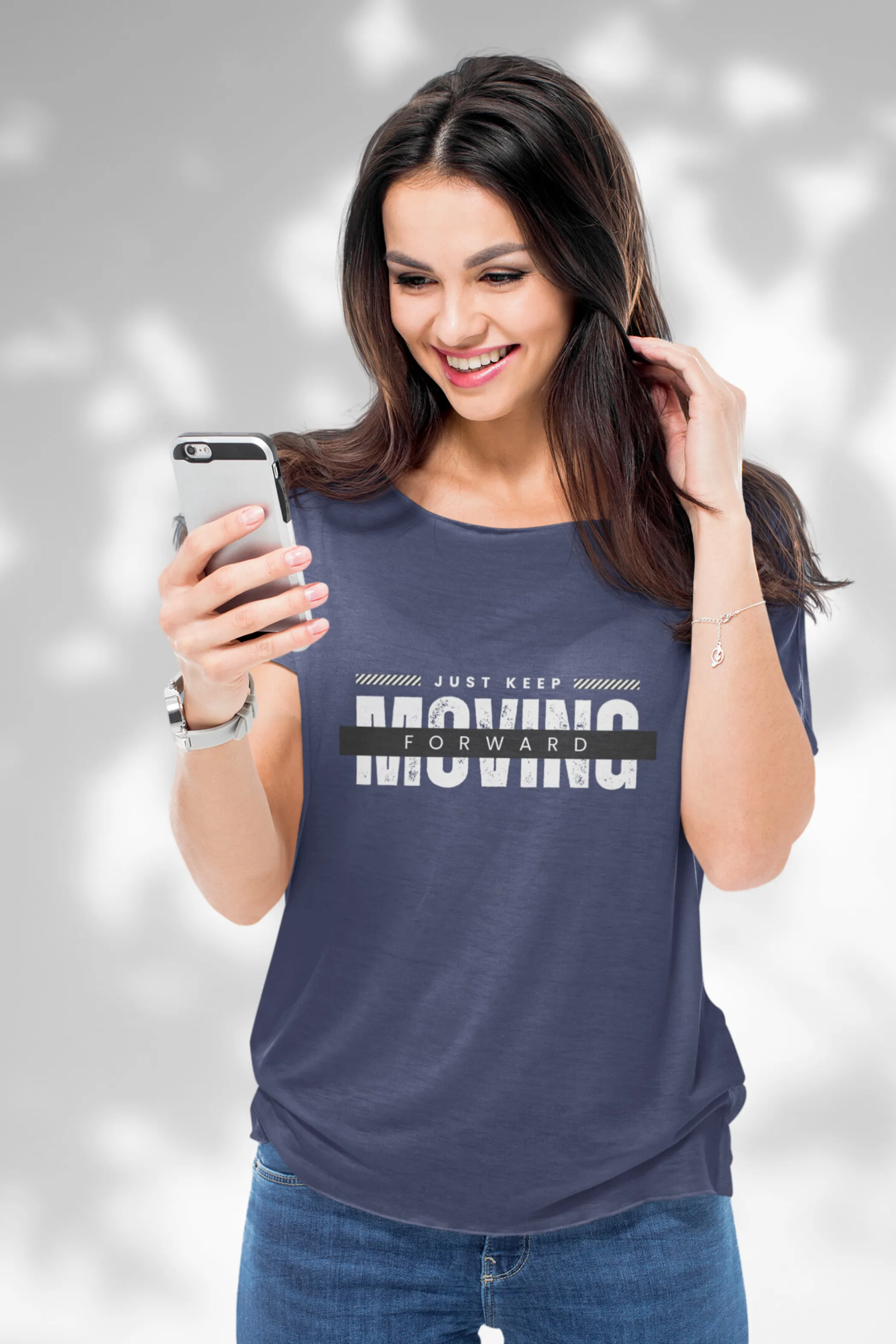 Keep Moving Forward Printed Scoop Neck T-shirt for women