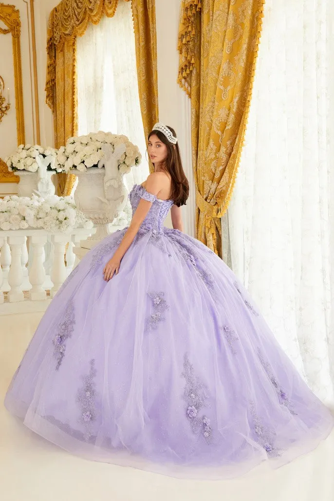 Love Angel | Off the Shoulder Floral Quince Ball Gown | LaDivine 15702