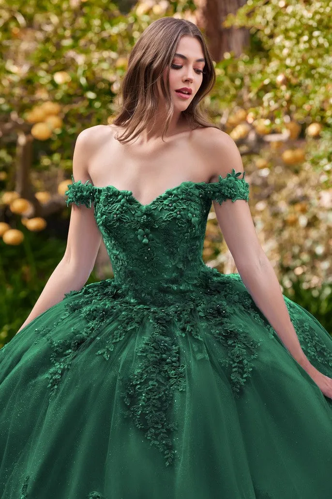 Love Angel | Off the Shoulder Floral Quince Ball Gown | LaDivine 15702