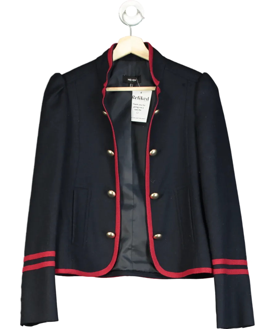 ME EM Blue Italian Wool Military Jacket UK 6