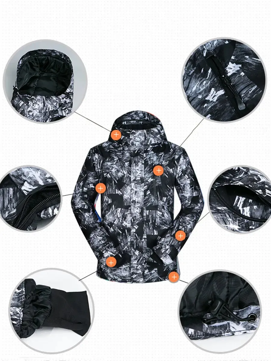 Men Patterned Snowboard Ski Insulated Jacket