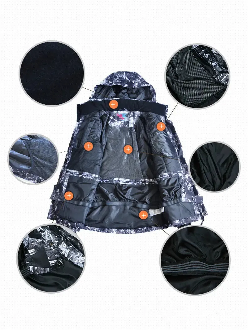 Men Patterned Snowboard Ski Insulated Jacket