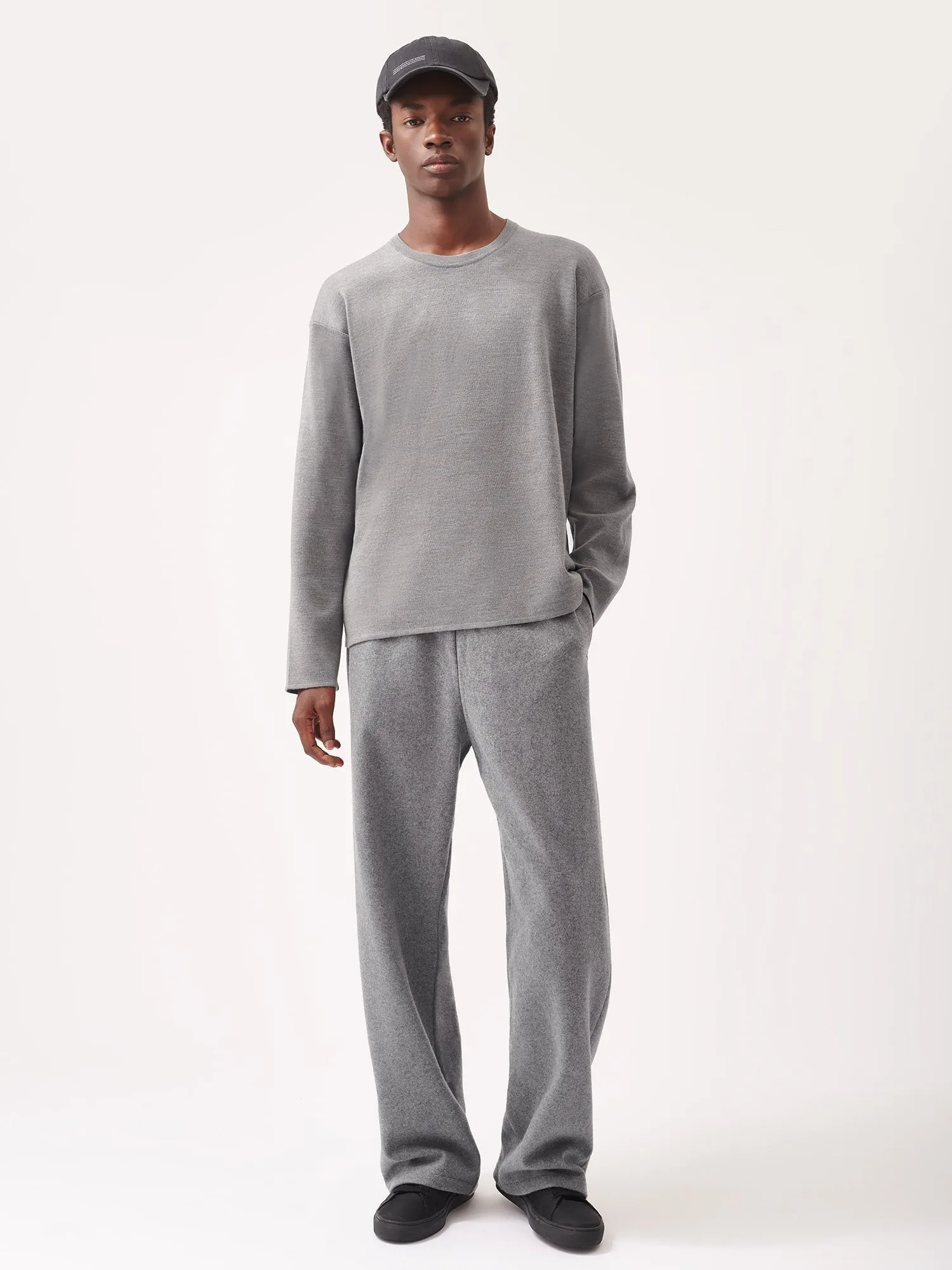 Mens Regenerative Merino Wool Sweater—grey marl