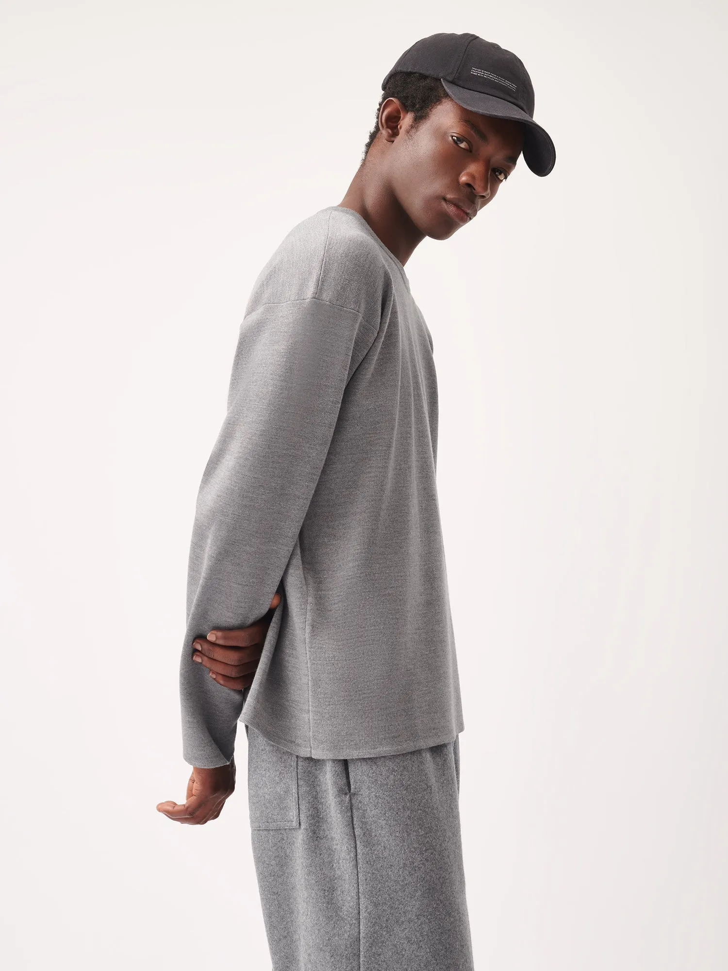 Mens Regenerative Merino Wool Sweater—grey marl