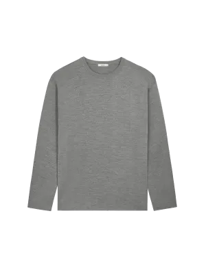 Mens Regenerative Merino Wool Sweater—grey marl
