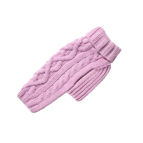 Nantucket Cable Knit Wool Sweater — Pink