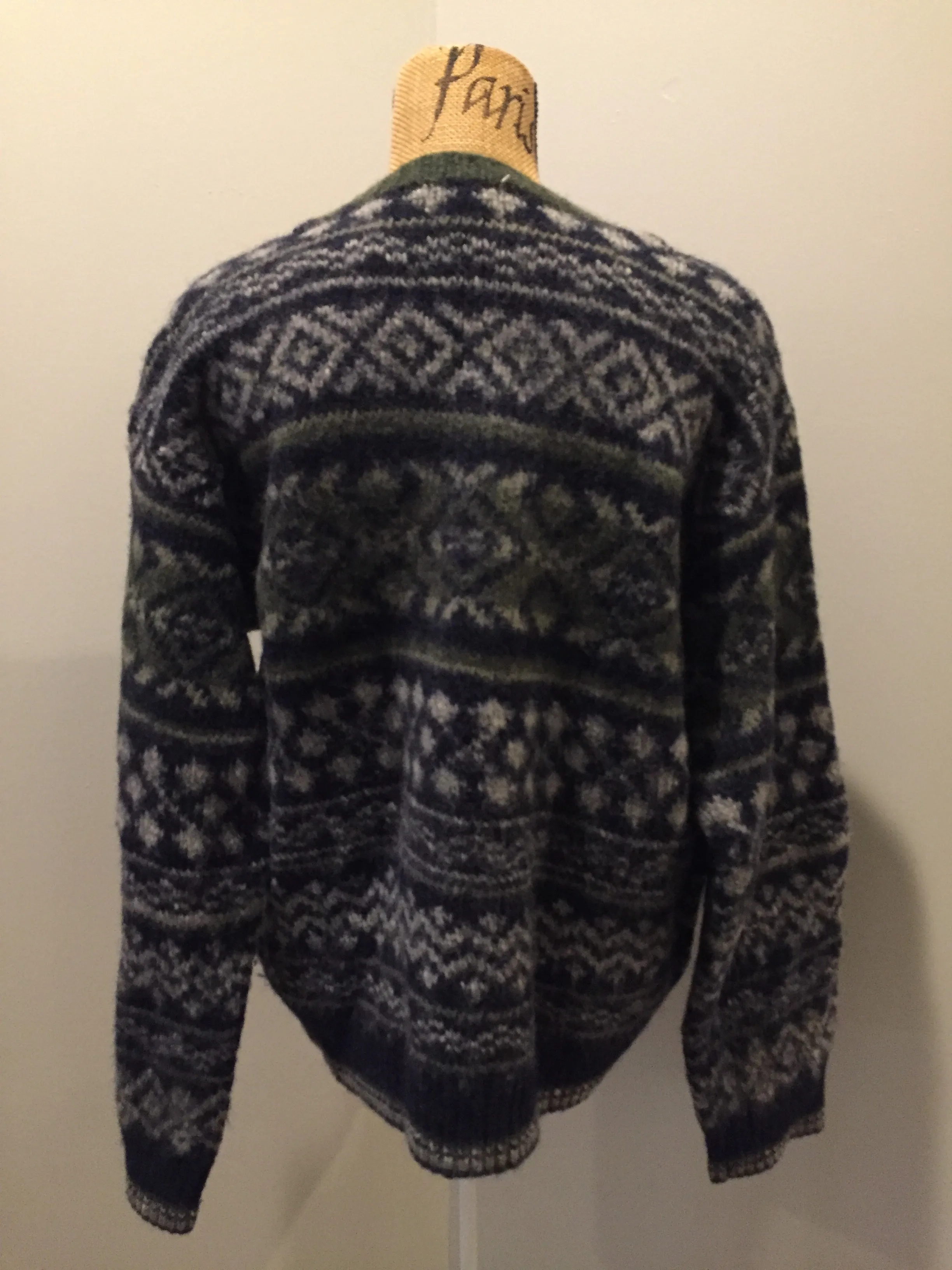 Navy/Green/Grey Wool Jumper, SOLD