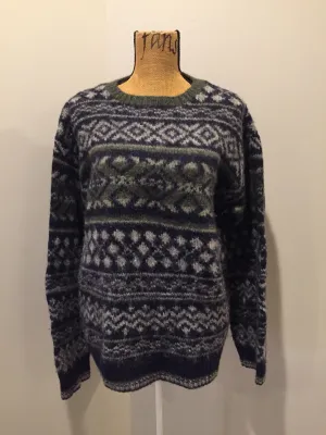 Navy/Green/Grey Wool Jumper, SOLD