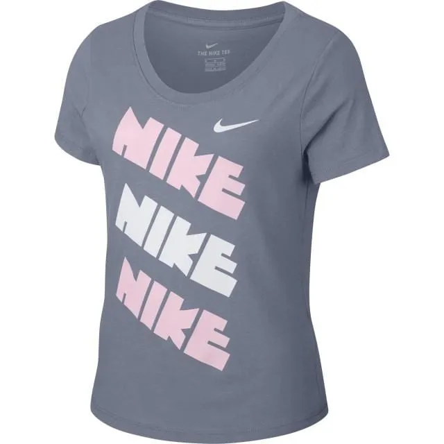 Nike Apparel Kids Training Bv5396-445 G Nsw Tee Houndstooth Scoop Grey