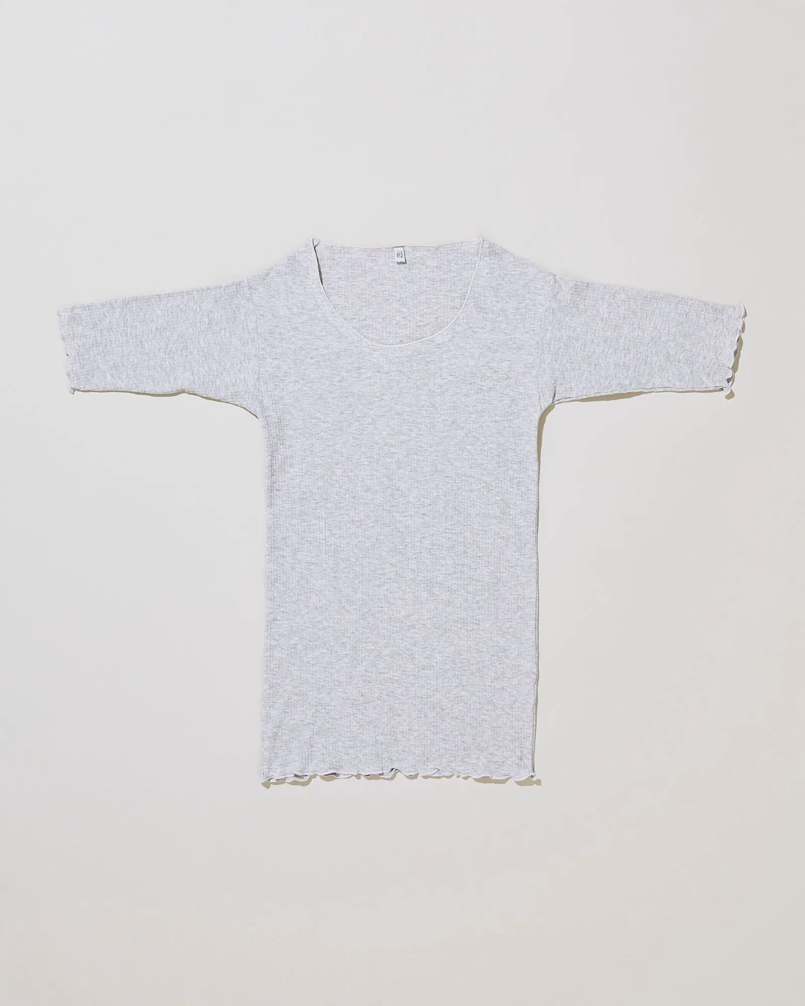 Pama 3/4 Tee Shirt - Organic Cotton Rib - Grey Melange