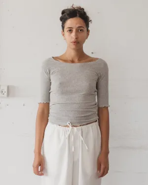 Pama 3/4 Tee Shirt - Organic Cotton Rib - Grey Melange