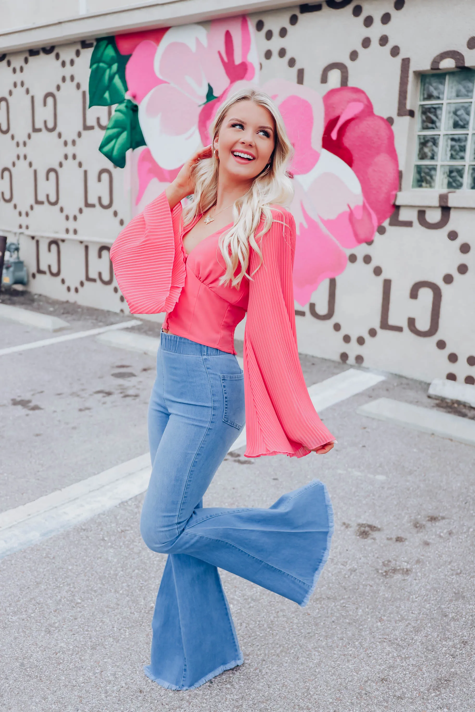 Paza Chiffon Crop Top - Coral