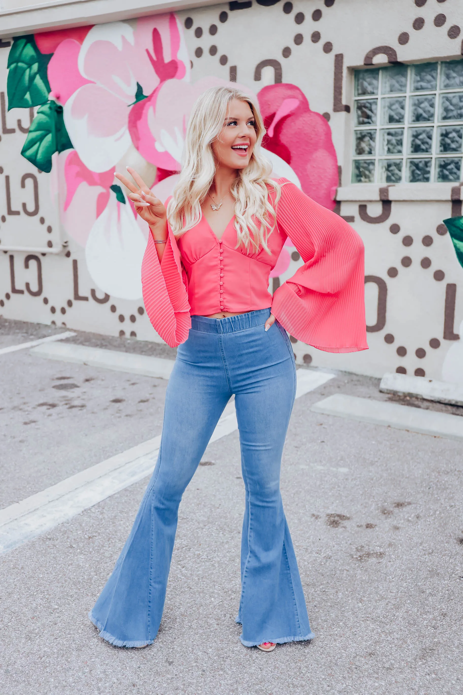 Paza Chiffon Crop Top - Coral