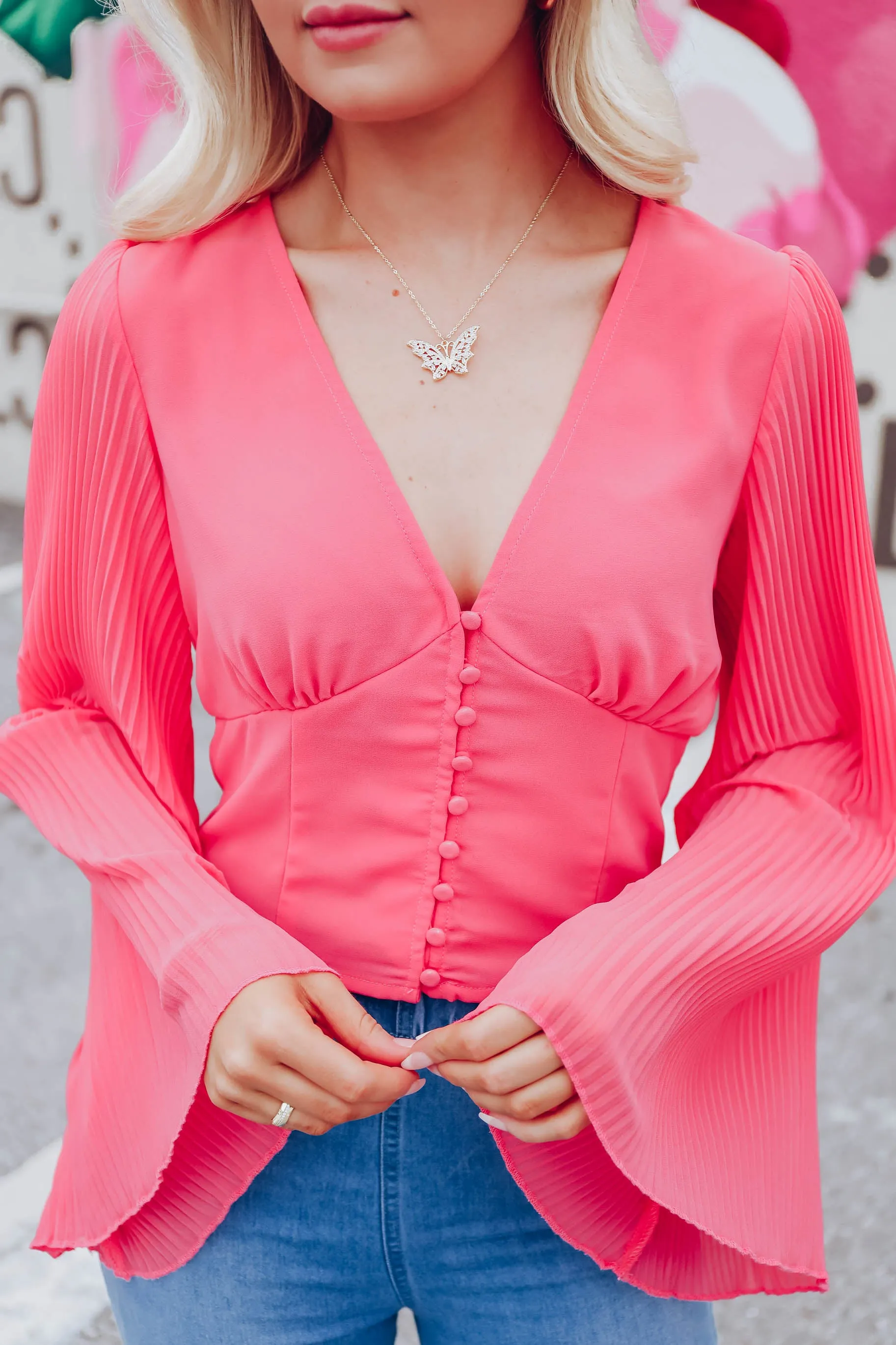 Paza Chiffon Crop Top - Coral