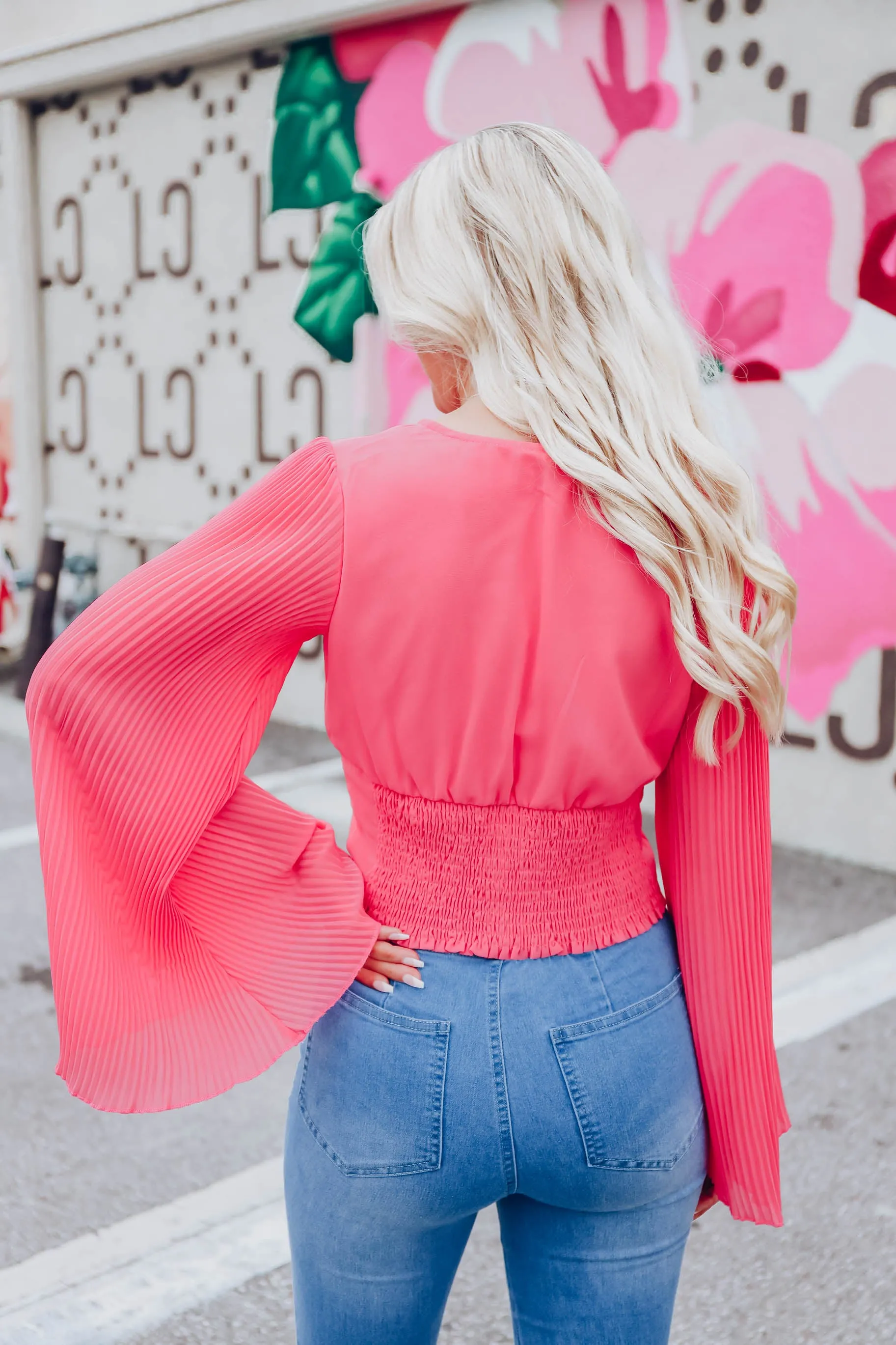 Paza Chiffon Crop Top - Coral