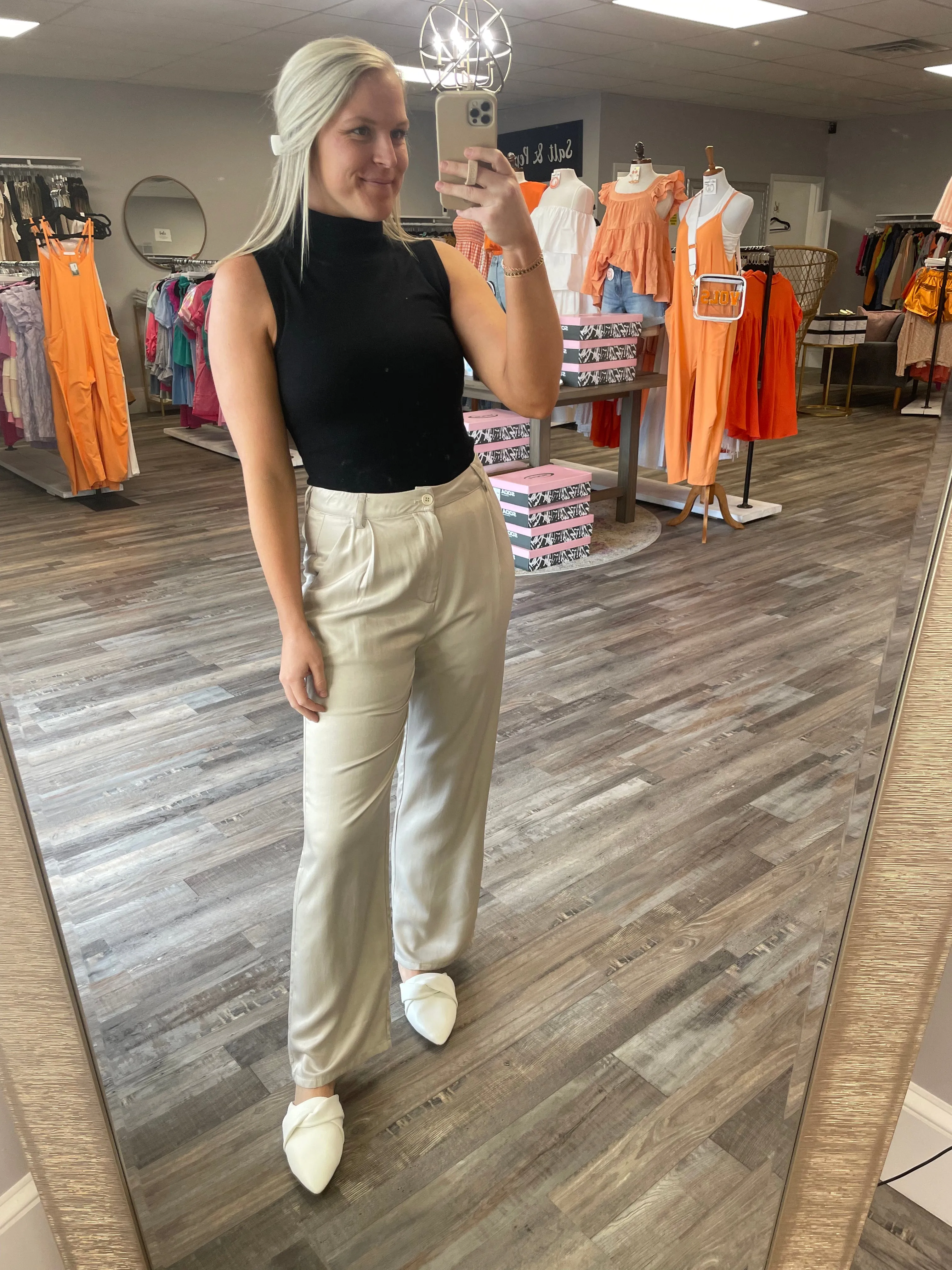 Pleated Crop Pants - Stone