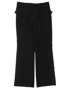 Pleated Embellished Side-Stripe Slacks