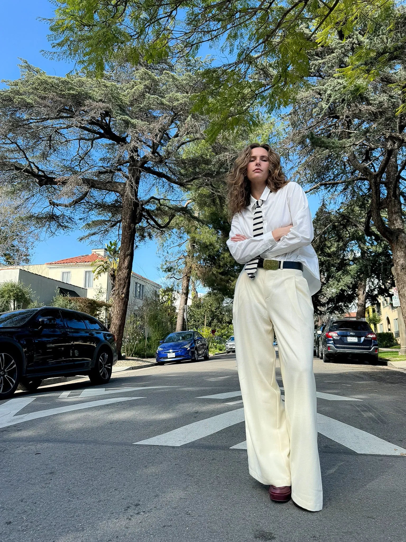 Pleated Off White Pants