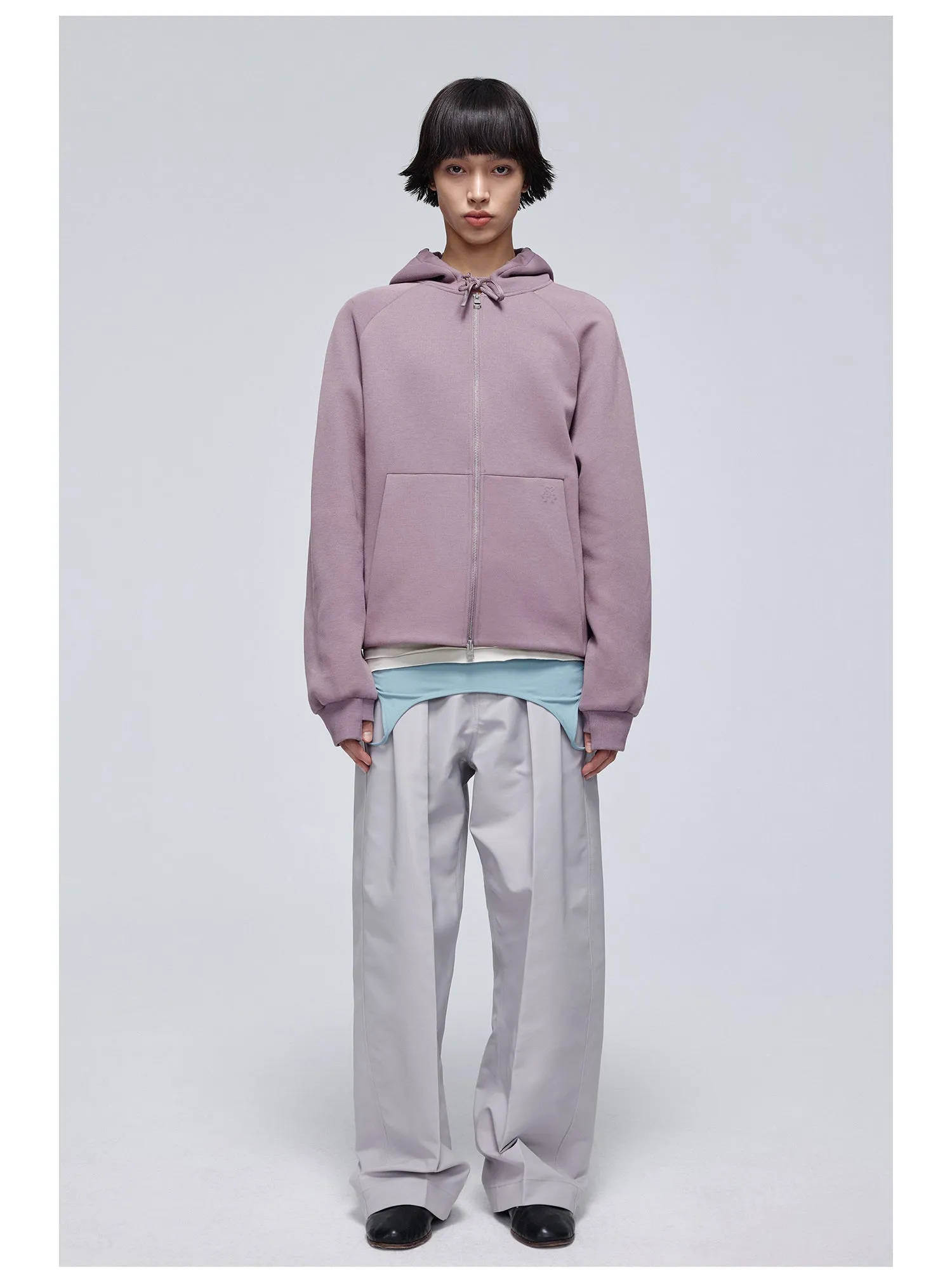 Pleated slim straight slacks pants