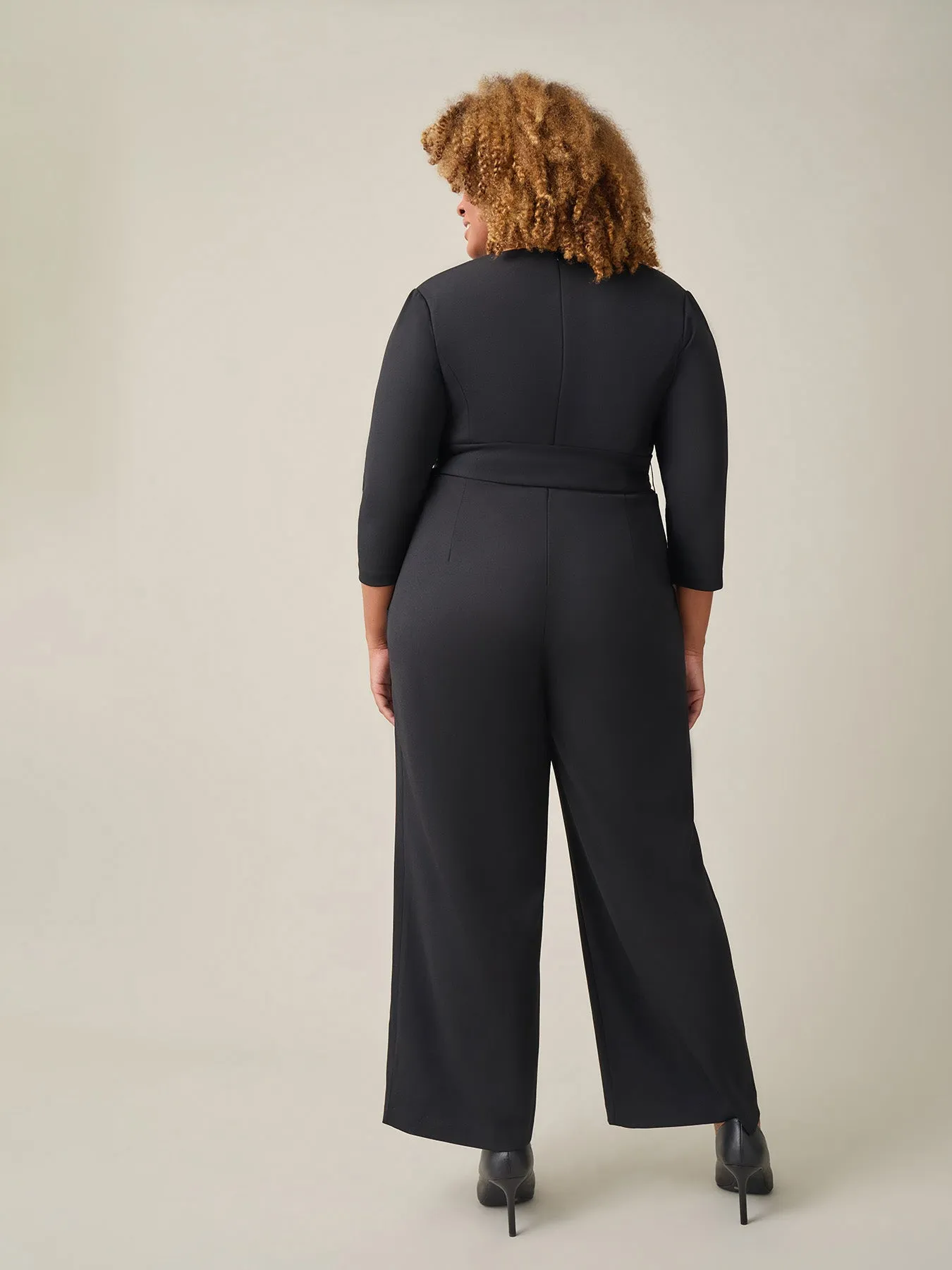 Plus Tie-Waist Jumpsuit, Black