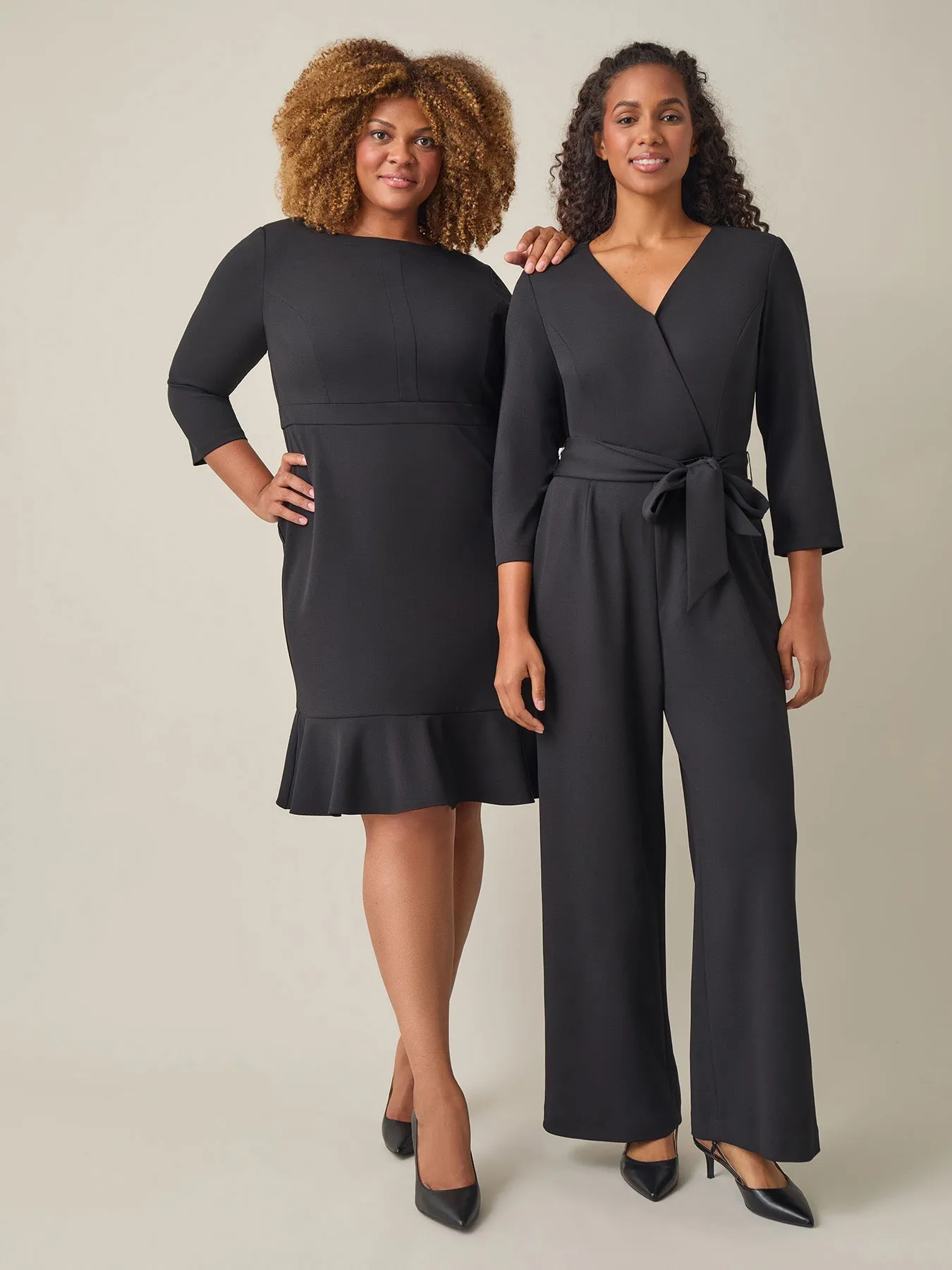 Plus Tie-Waist Jumpsuit, Black