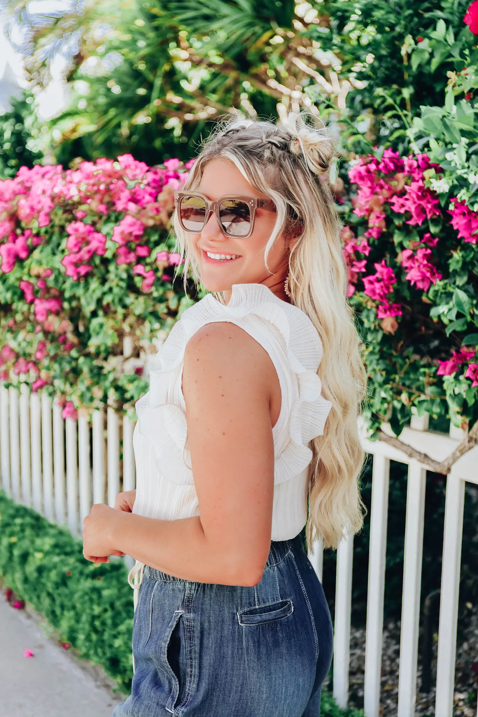 Portia Pleated Sleeveless Blouse - Butter