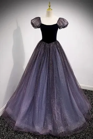 Princess Glitter Prom Dress with Bubble Sleeves