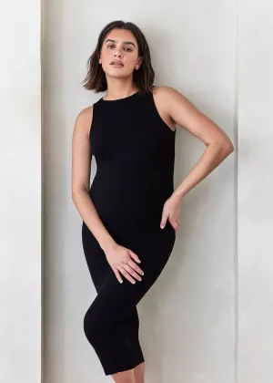 Soft Rib Boat Neck Midi Dress