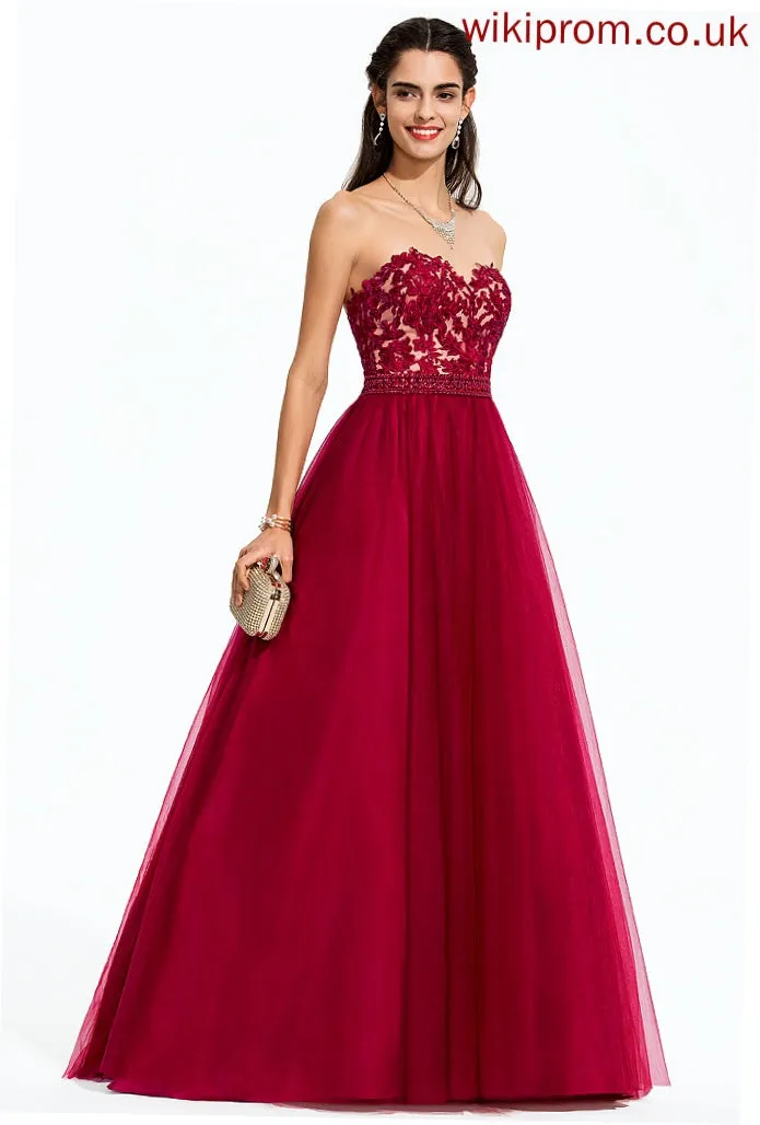 Tulle Sweep Sweetheart With Train Lori Beading Sequins Ball-Gown/Princess Prom Dresses