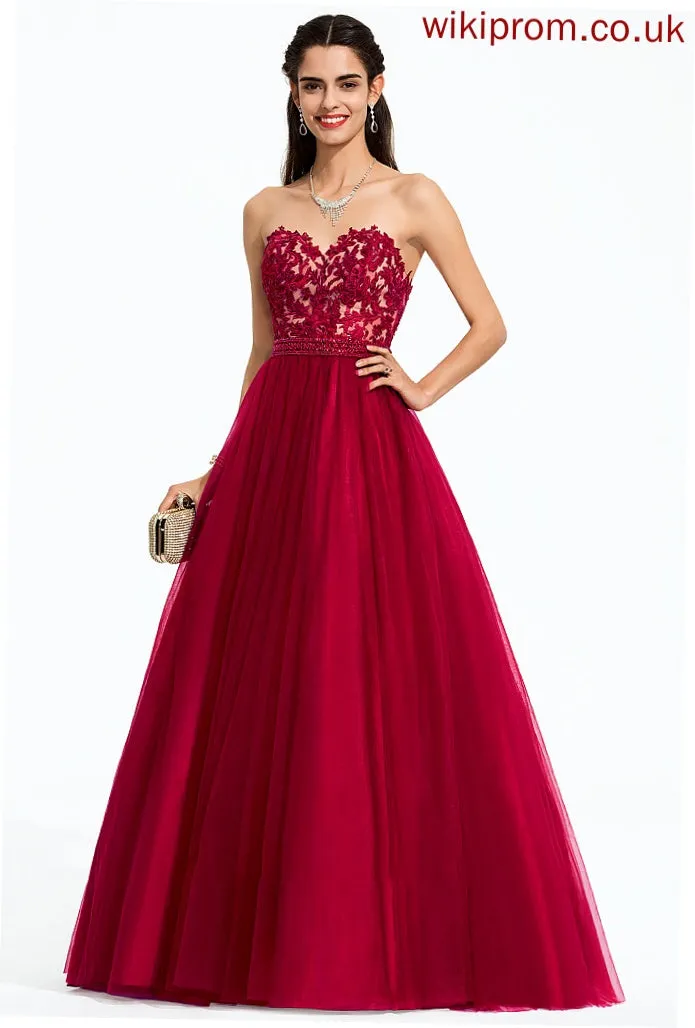 Tulle Sweep Sweetheart With Train Lori Beading Sequins Ball-Gown/Princess Prom Dresses