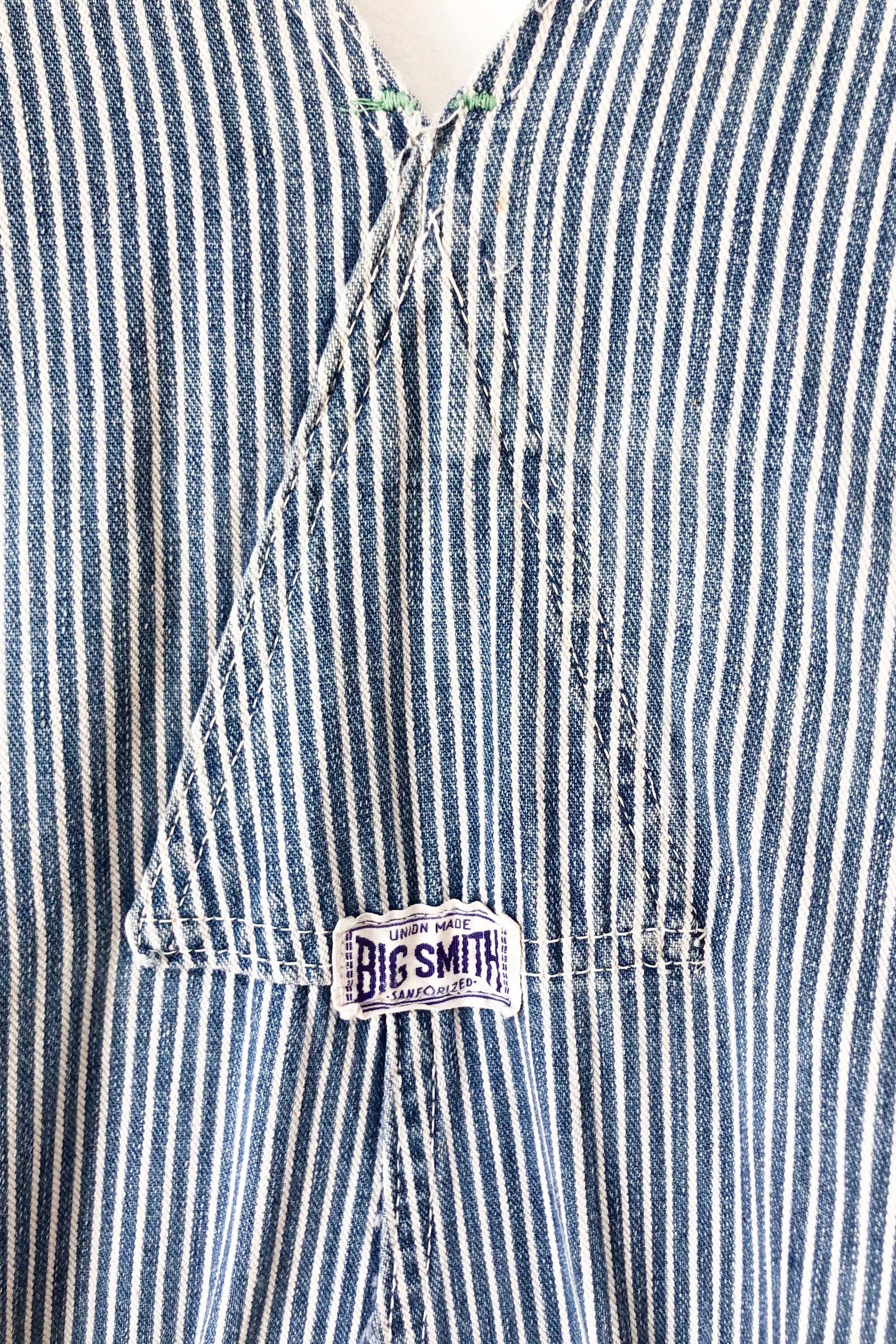 Vintage Big Smith Striped Repaired Overalls