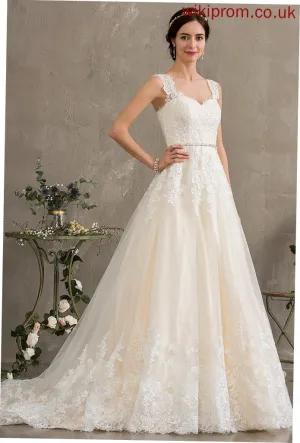 Wedding With Chelsea Train Tulle Sequins Ball-Gown/Princess Wedding Dresses Beading Court Dress Sweetheart