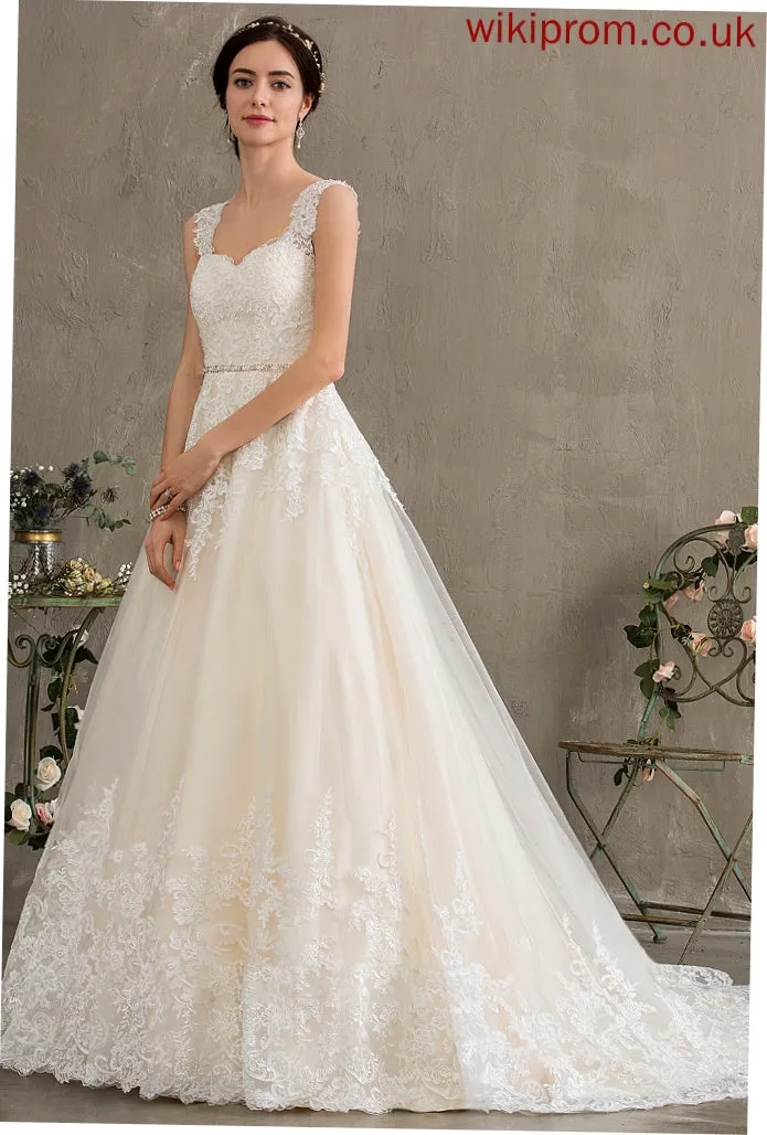 Wedding With Chelsea Train Tulle Sequins Ball-Gown/Princess Wedding Dresses Beading Court Dress Sweetheart