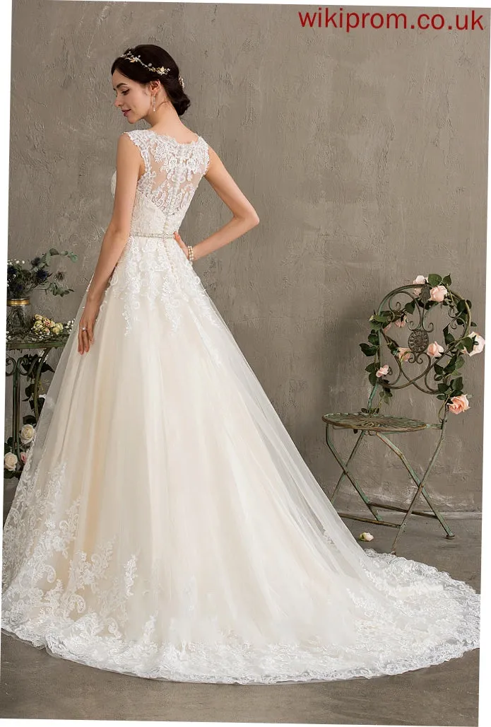 Wedding With Chelsea Train Tulle Sequins Ball-Gown/Princess Wedding Dresses Beading Court Dress Sweetheart