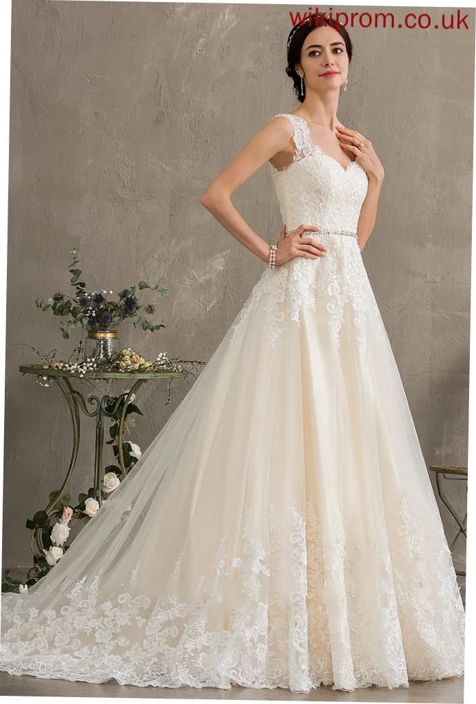 Wedding With Chelsea Train Tulle Sequins Ball-Gown/Princess Wedding Dresses Beading Court Dress Sweetheart