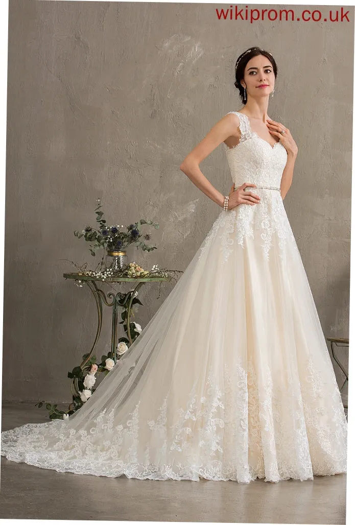 Wedding With Chelsea Train Tulle Sequins Ball-Gown/Princess Wedding Dresses Beading Court Dress Sweetheart