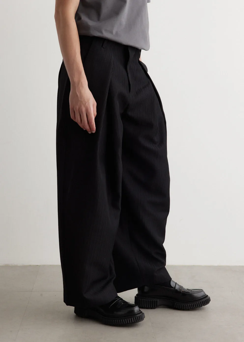 Wide Fit Wool Pleated Slacks