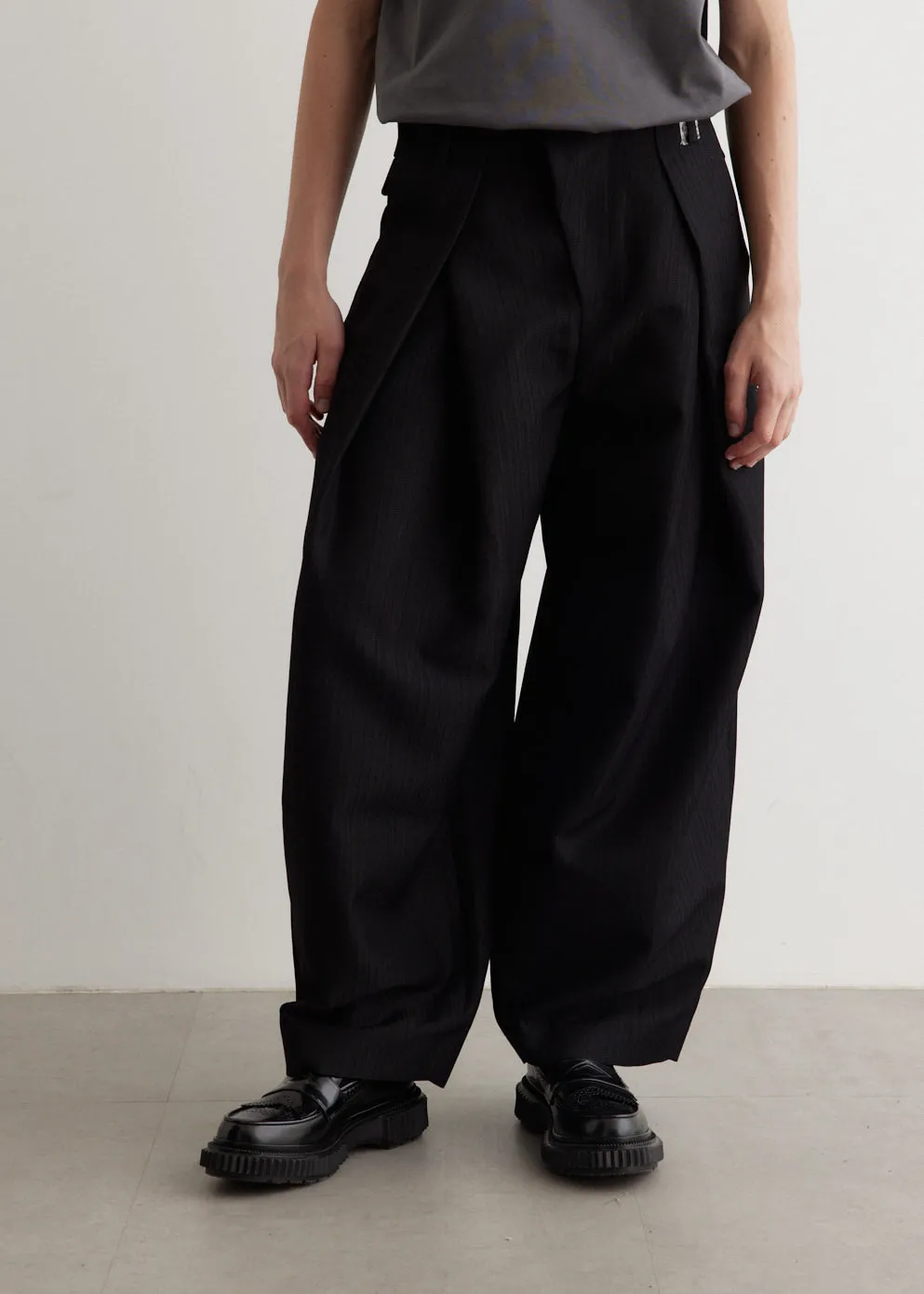 Wide Fit Wool Pleated Slacks
