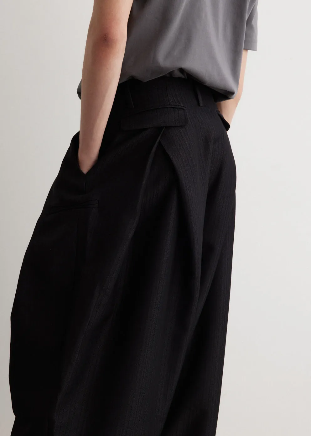 Wide Fit Wool Pleated Slacks