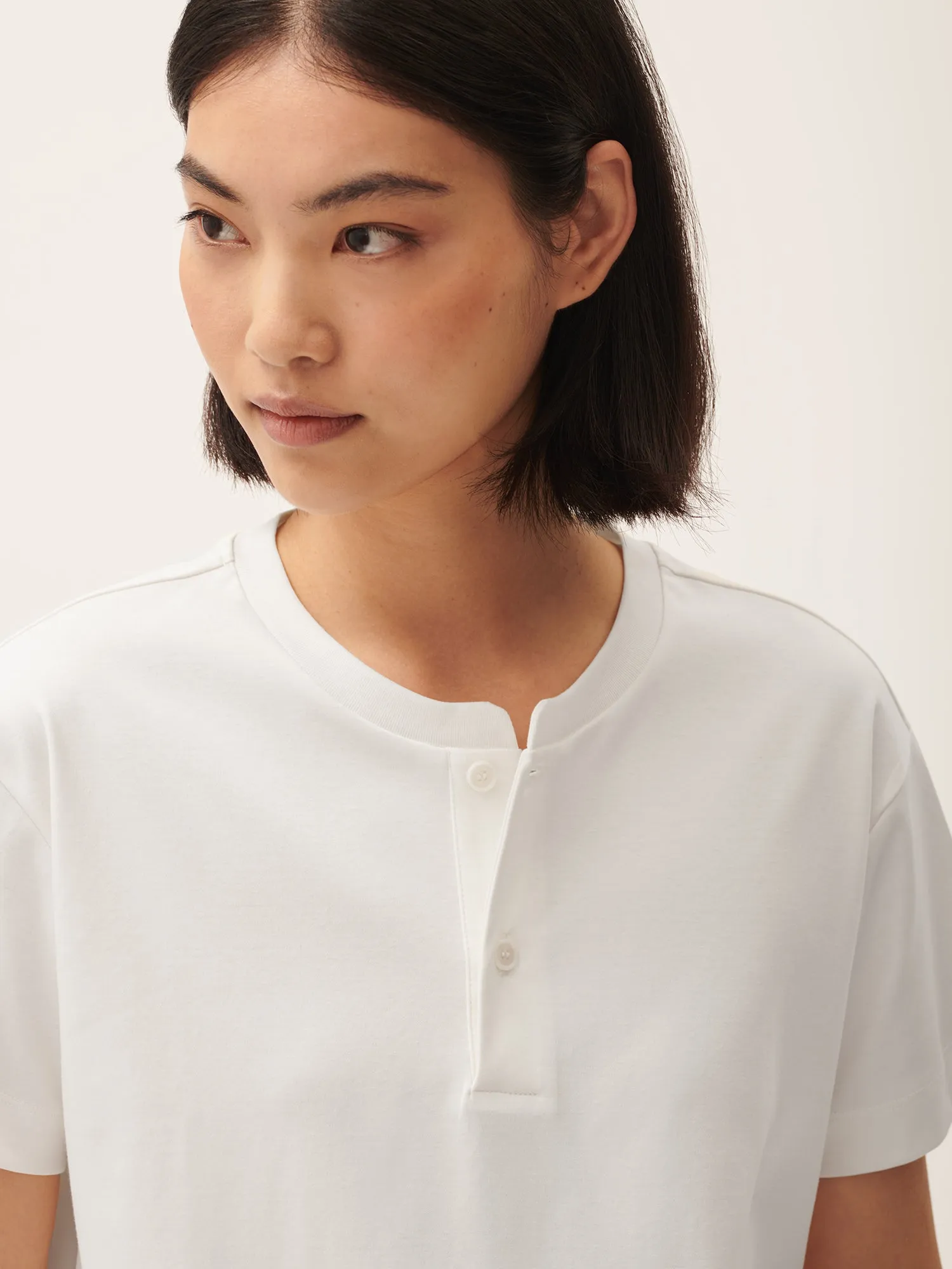 Womens DNA Henley T-Shirt—off-white