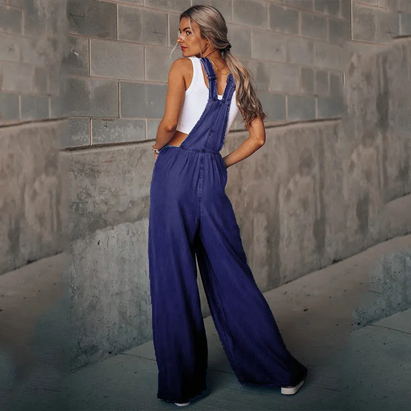 Women's Hiddenbrand Wide Leg Denim Overalls
