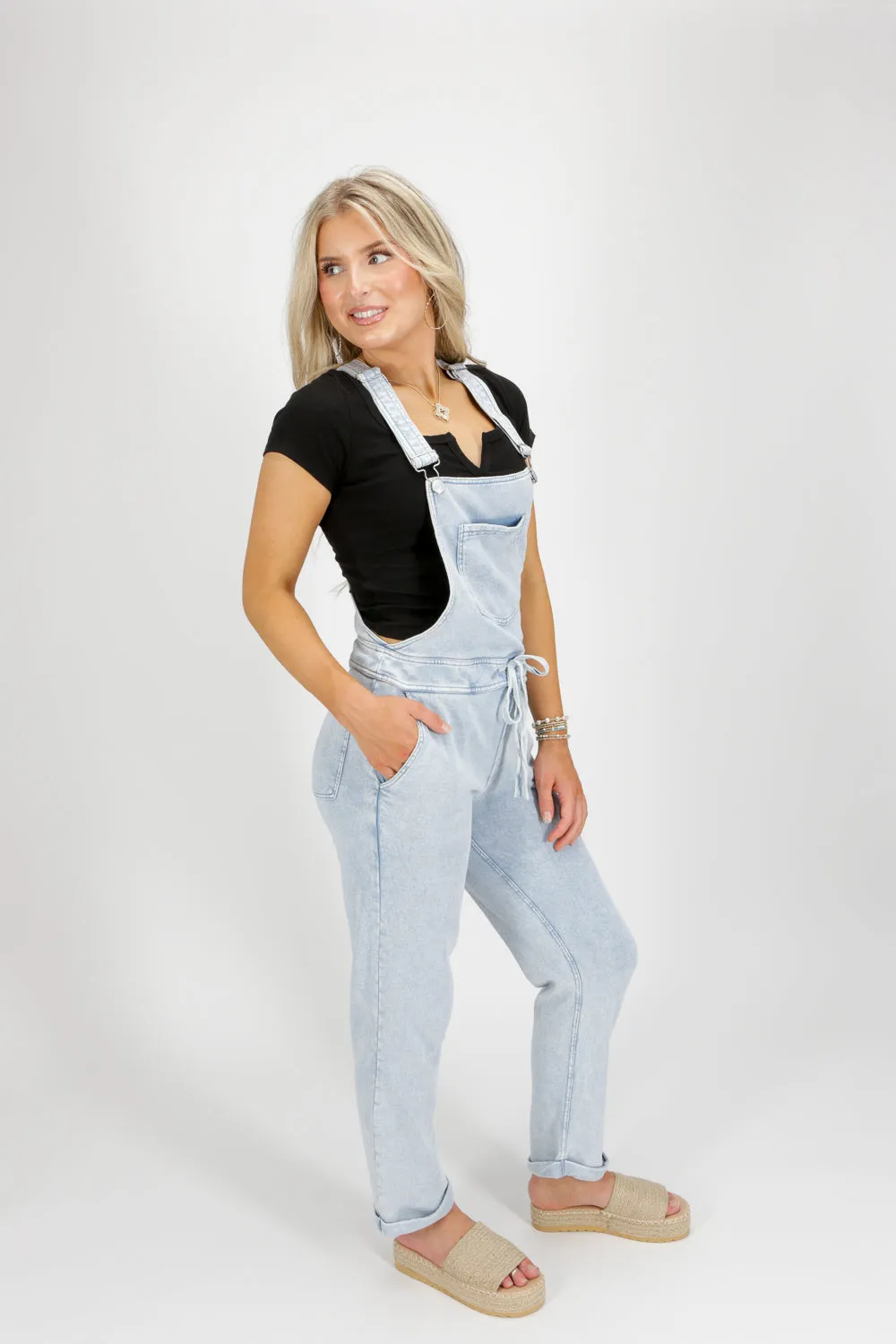 Z Supply: Knit Denim Overalls - Washed Indigo